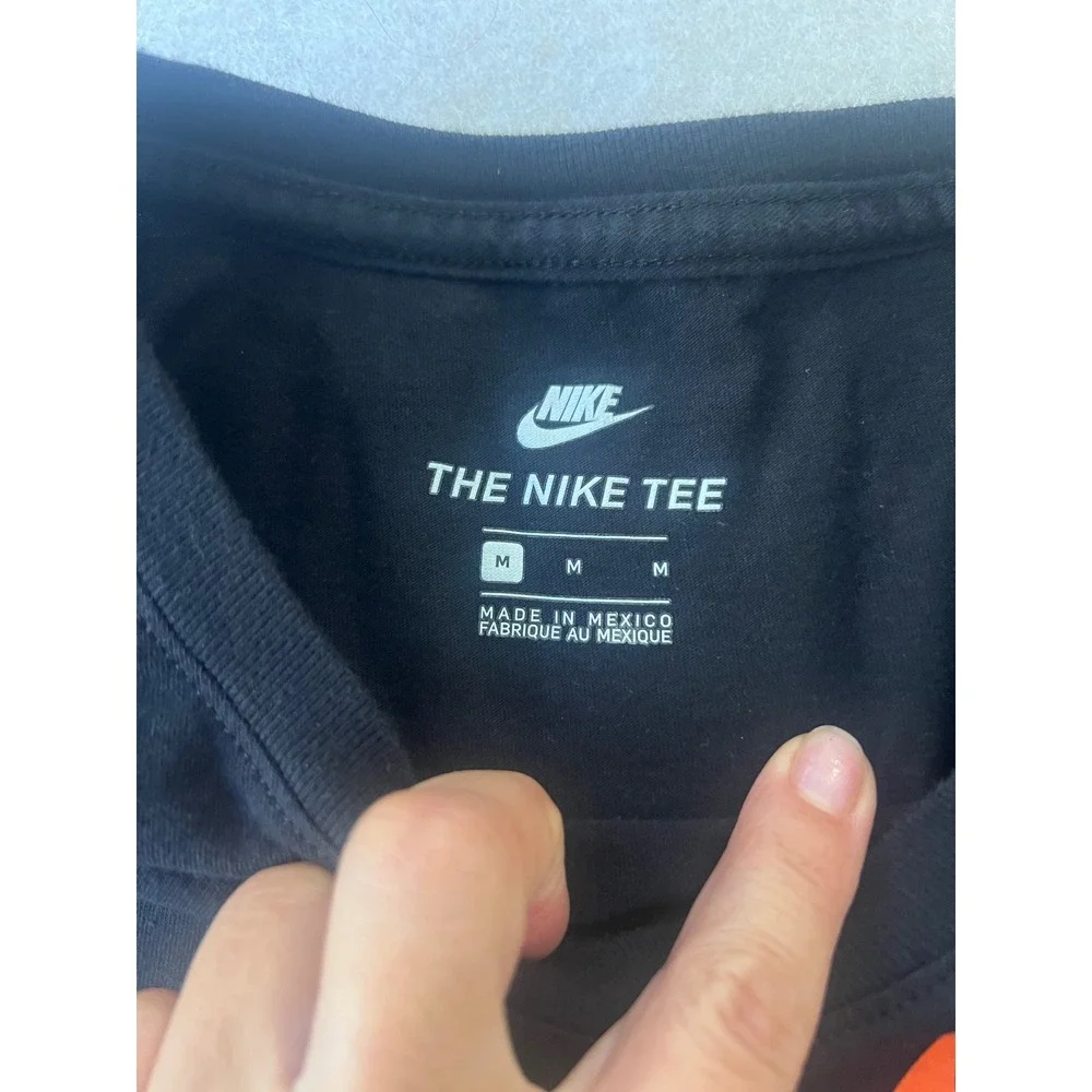 Nike Mens Long Sleeve Graphic T-Shirt Black Orange Multi Swoosh Just Do It
